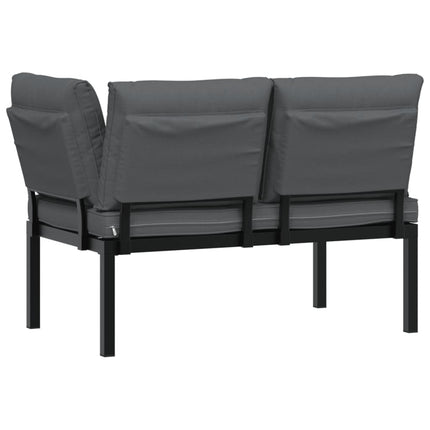 Trädgårdsbänk med dynor svart aluminium