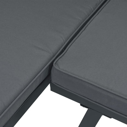 Trädgårdsbänk med dynor svart aluminium