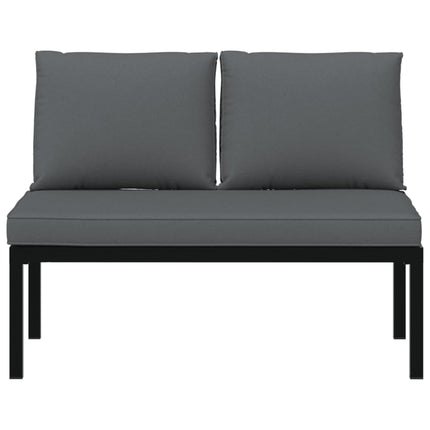 Trädgårdsbänk med dynor svart aluminium