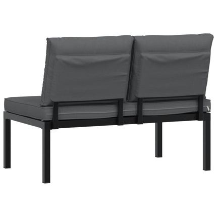 Trädgårdsbänk med dynor svart aluminium