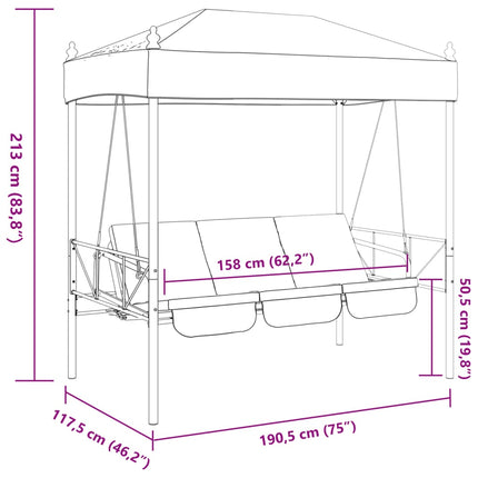 Hammock med tak sandvit stål