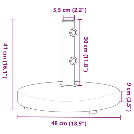 Parasollfot för Ø32/38/48 mm stolpar 25 kg rund