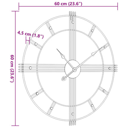 Väggklocka svart Ø60 cm järn