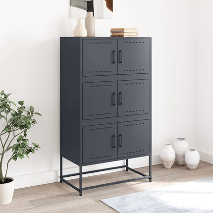 Skänk antracit 68,5x38,5x123,5 cm stål