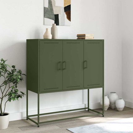 Högskåp olivgrön 100,5x39x107 cm stål