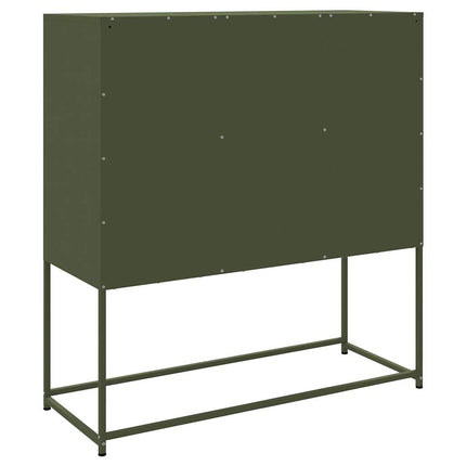 Högskåp olivgrön 100,5x39x107 cm stål