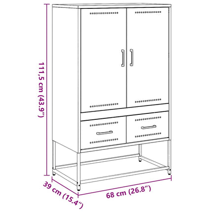 Högskåp senapsgul 68x39x111,5 cm stål