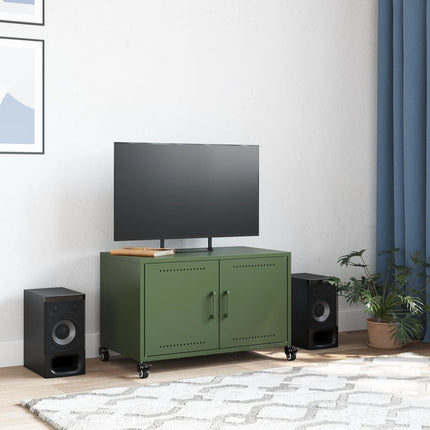 Tv-bänk olivgrön 68x39x43,5 cm stål