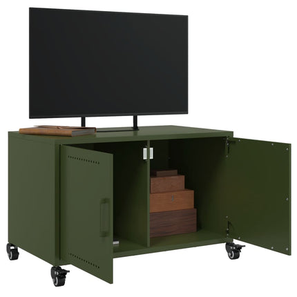 Tv-bänk olivgrön 68x39x43,5 cm stål