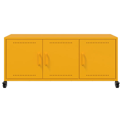 Tv-bänk senapsgul 100,5x39x43,5 cm stål