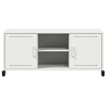 Tv-bänk vit 100,5x39x43,5 cm stål