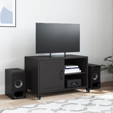 Tv-bänk svart 68x39x43,5 cm stål