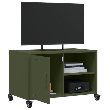 Tv-bänk olivgrön 68x39x43,5 cm stål