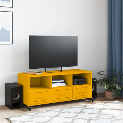 Tv-bänk senapsgul 100,5x39x43,5 cm stål
