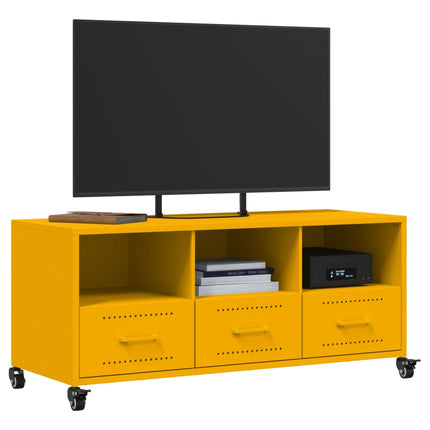 Tv-bänk senapsgul 100,5x39x43,5 cm stål