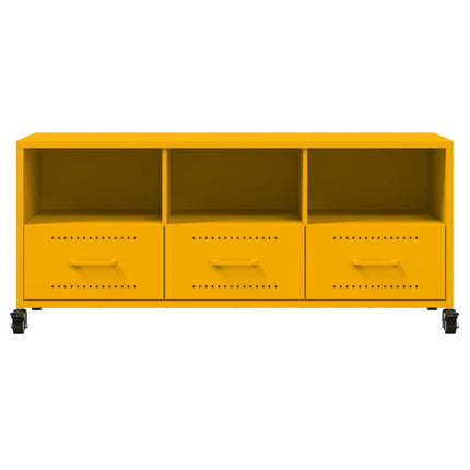Tv-bänk senapsgul 100,5x39x43,5 cm stål