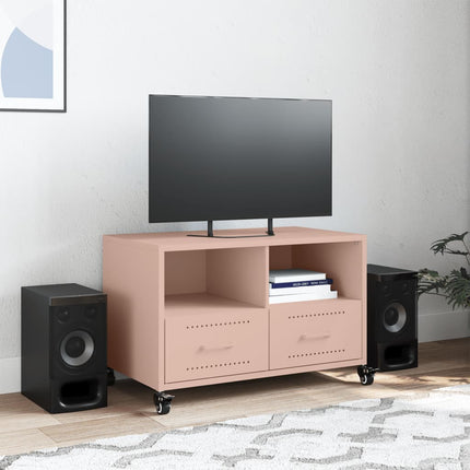 Tv-bänk rosa 68x39x43,5 cm stål