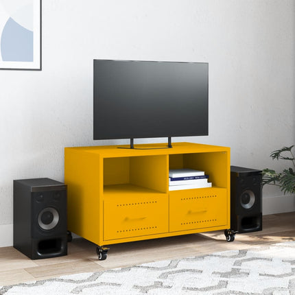 Tv-bänk senapsgul 68x39x43,5 cm stål