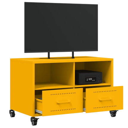 Tv-bänk senapsgul 68x39x43,5 cm stål