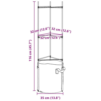 Tomatbur med växtpåse 2 st 116 cm stål och PP