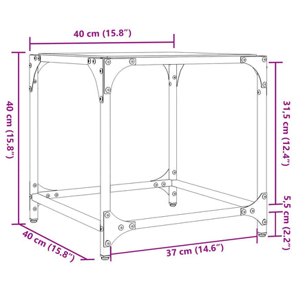 Soffbord med transparent glasskiva 40x40x40 cm stål