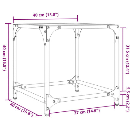 Soffbord med transparent glasskiva 2 st 40x40x40 cm stål