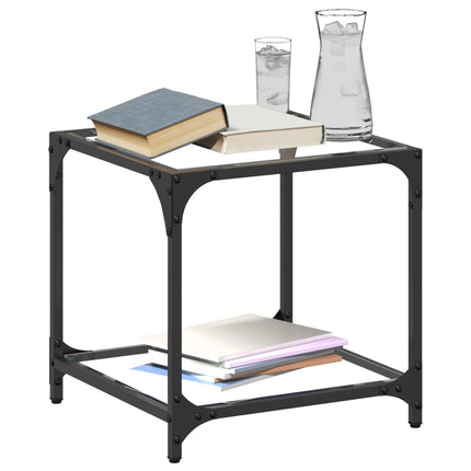 Soffbord med transparent glasskiva 2 st 40x40x40 cm stål
