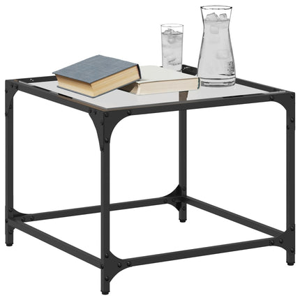 Soffbord med transparent glasskiva 2 st 50x50x40 cm stål