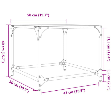 Soffbord med transparent glasskiva 2 st 50x50x40 cm stål