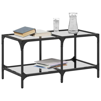 Soffbord med transparent glasskiva 78,5x40x40 cm stål