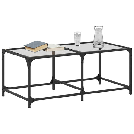 Soffbord med transparent glasskiva 98,5x50x40 cm stål