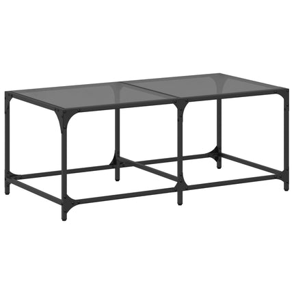Soffbord med svart glasskiva 98,5x50x40 cm stål