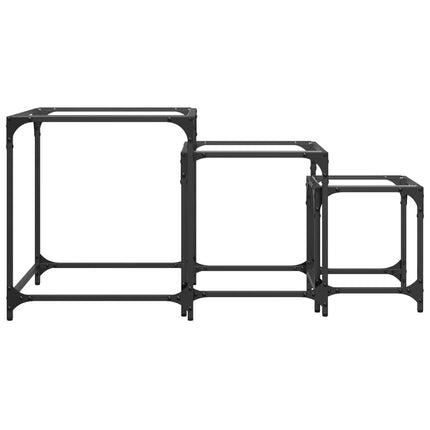 Satsbord 3 st med transparent glasskiva stål