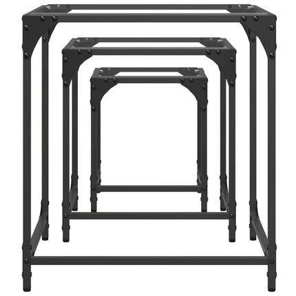 Satsbord 3 st med transparent glasskiva stål