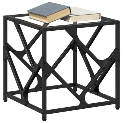 Soffbord med transparent glasskiva 40x40x41 cm stål