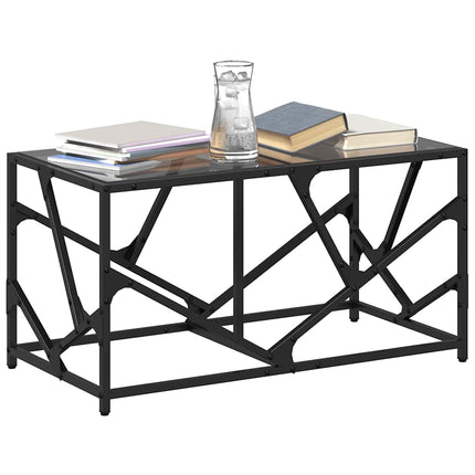 Soffbord med svart glasskiva 78,5x40x41 cm stål