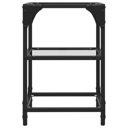 Soffbord med transparent glasskiva 30x30x45 cm stål