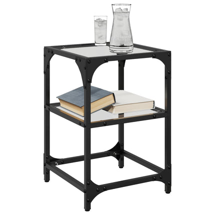 Soffbord med transparent glasskiva 2 st 30x30x45 cm stål