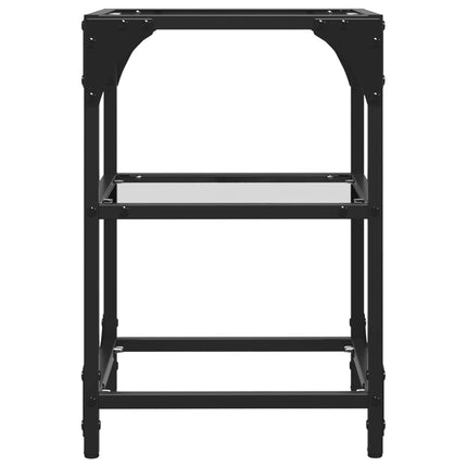 Soffbord med transparent glasskiva 2 st 30x30x45 cm stål
