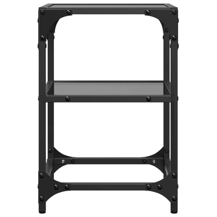 Soffbord med svart glasskiva 2 st 30x30x45 cm stål