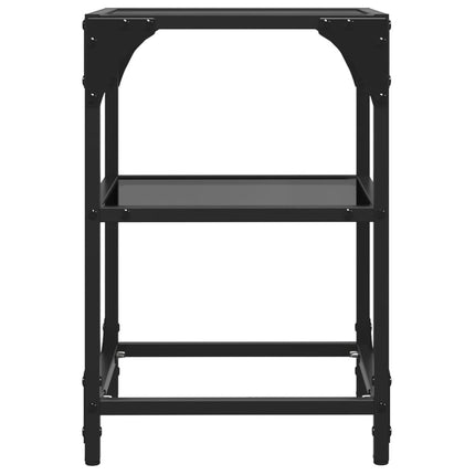 Soffbord med svart glasskiva 2 st 30x30x45 cm stål