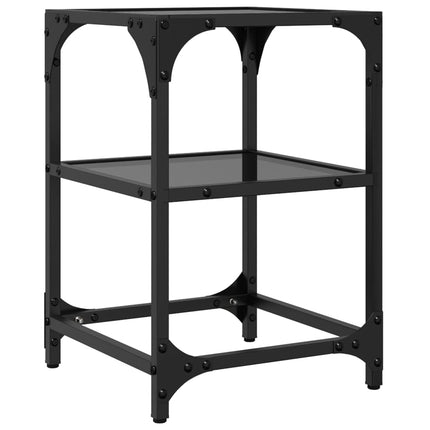Soffbord med svart glasskiva 2 st 30x30x45 cm stål