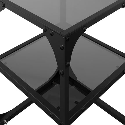 Soffbord med svart glasskiva 2 st 30x30x45 cm stål