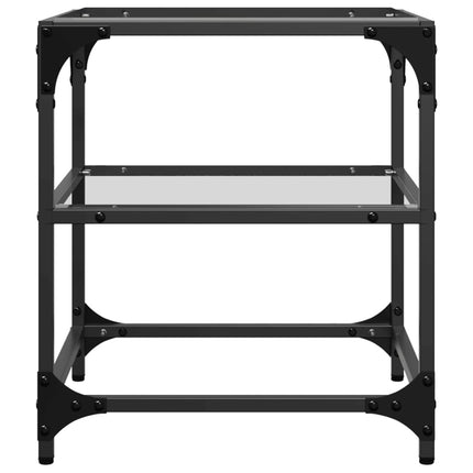 Soffbord med transparent glasskiva 2 st 40x40x45 cm stål