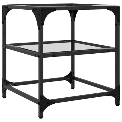 Soffbord med transparent glasskiva 2 st 40x40x45 cm stål