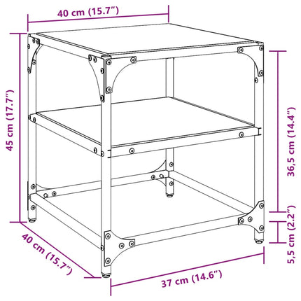 Soffbord med transparent glasskiva 2 st 40x40x45 cm stål