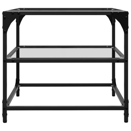 Soffbord med transparent glasskiva 2 st 50x50x45 cm stål