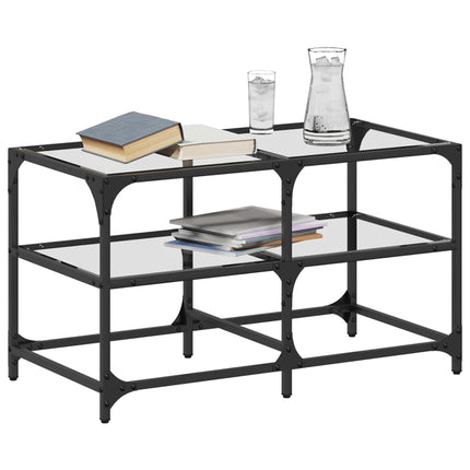Soffbord med transparent glasskiva 78,5x40x45 cm stål