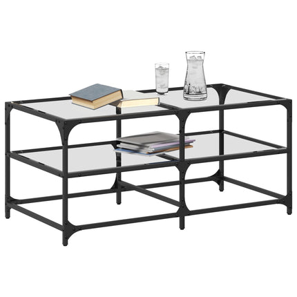 Soffbord med transparent glasskiva 98,5x50x45 cm stål