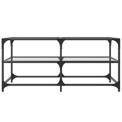 Soffbord med transparent glasskiva 98,5x50x45 cm stål